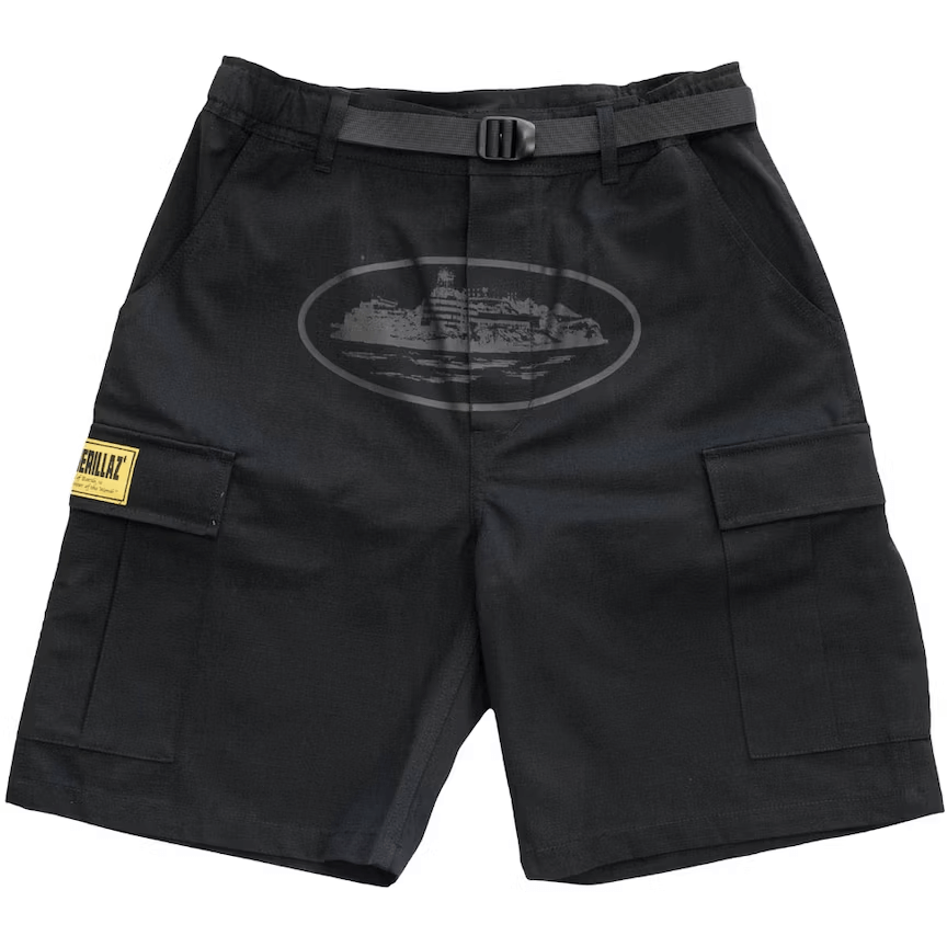 Corteiz Cargo Shorts Black White - ショートパンツ