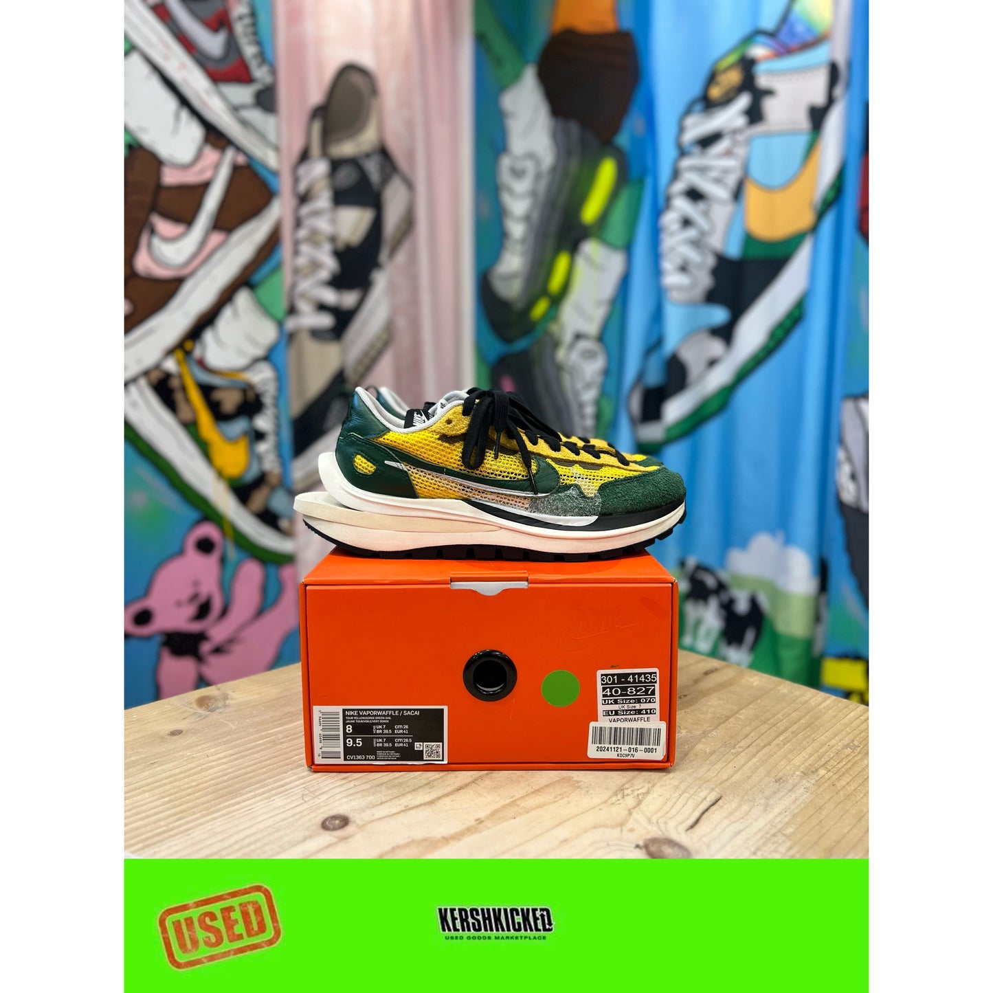 Nike Sacai Vapourwaffle Tour Yellow UK 7