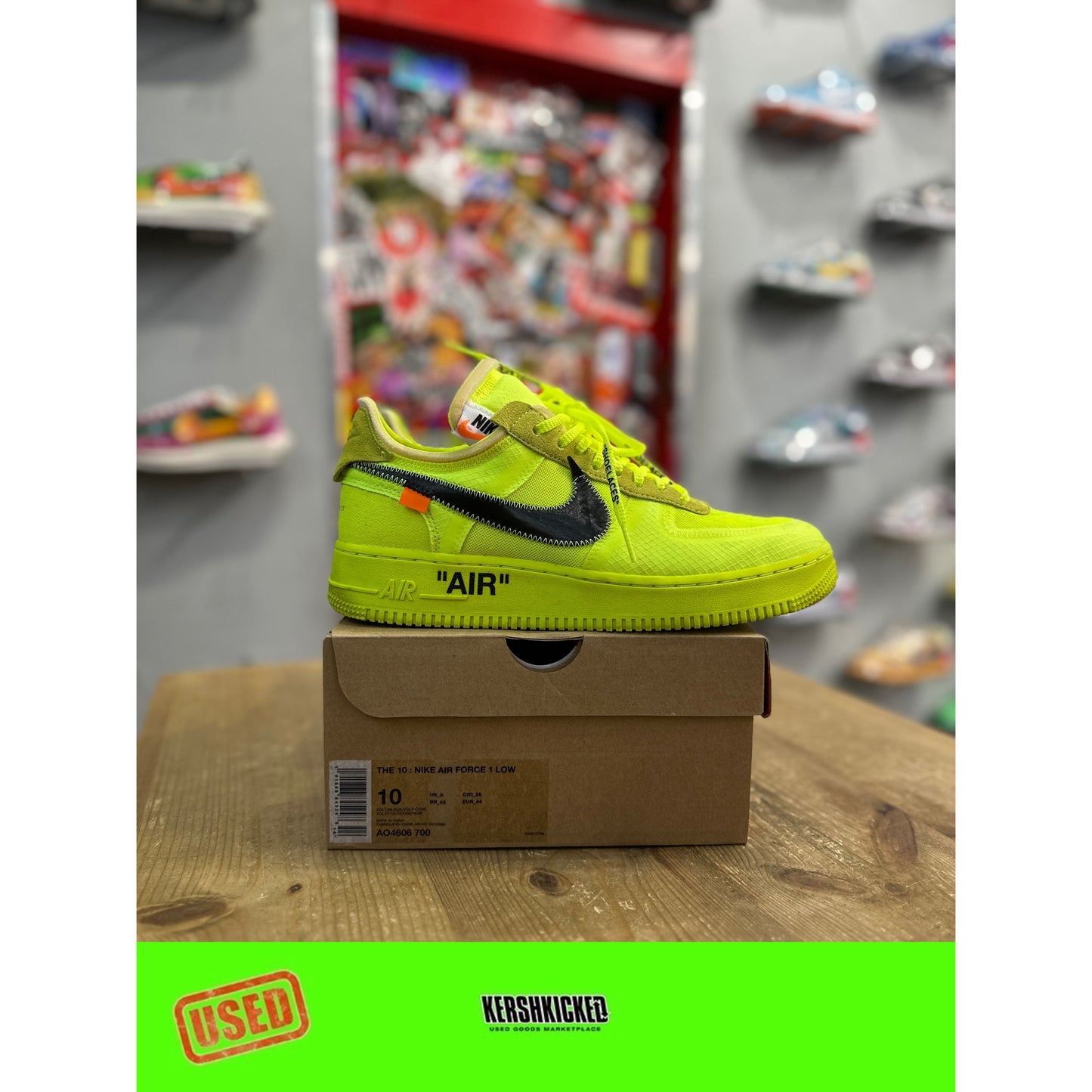 Nike Air Force 1 Low Off-White Volt UK9