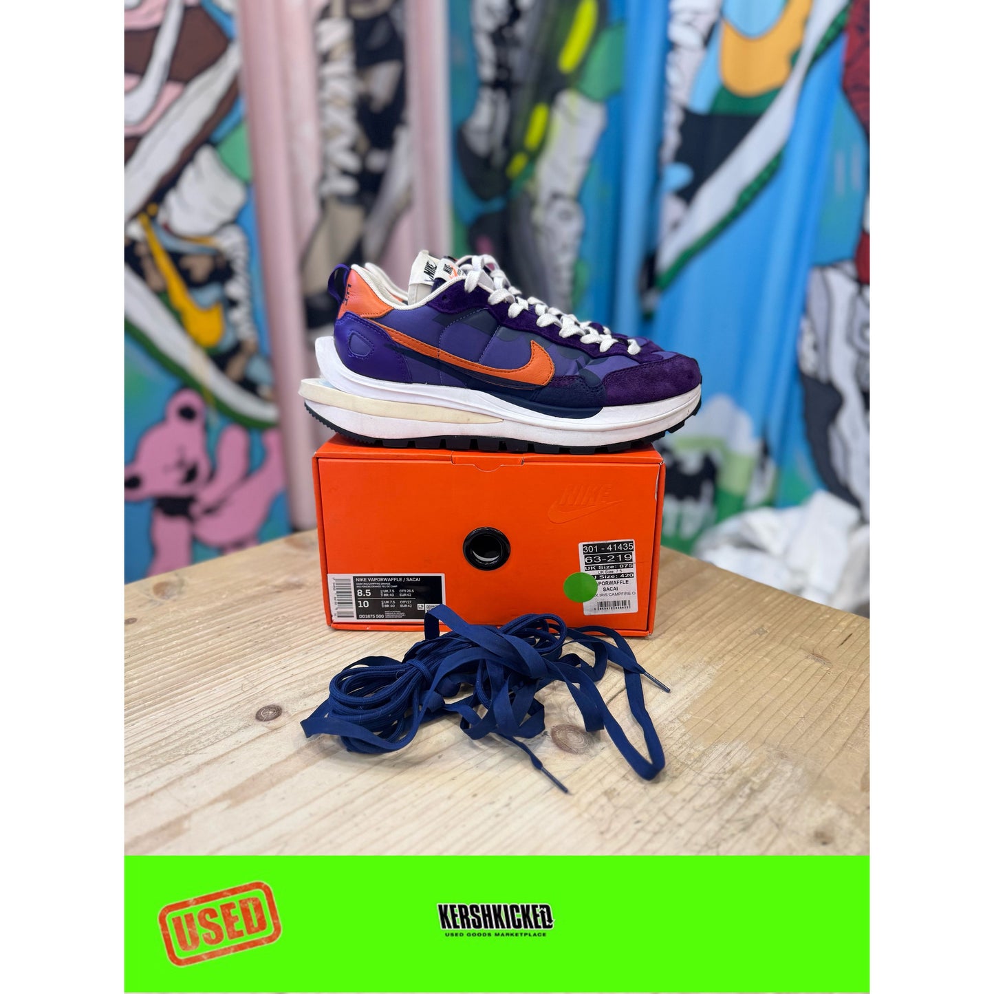 Nike Sacai Vaporwaffle Dark Iris UK7.5