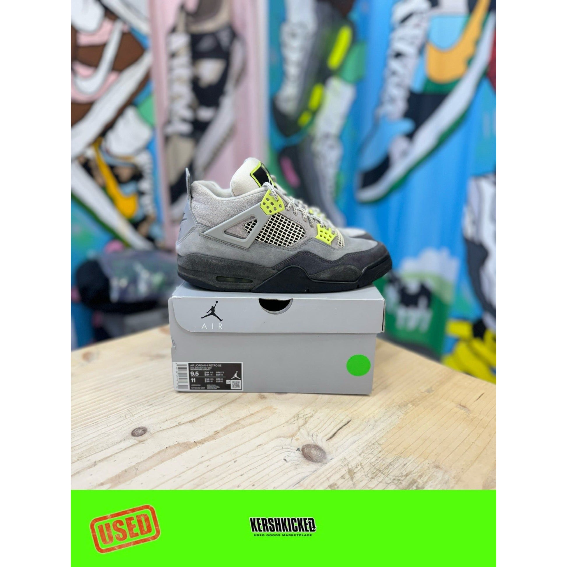 Jordan 4 Neon UK 8.5 by Nike in Uncategorized. Available at KershKicks for £215.00. A must-have for fans of Nike looking to elevate their style with this Kershkicked.