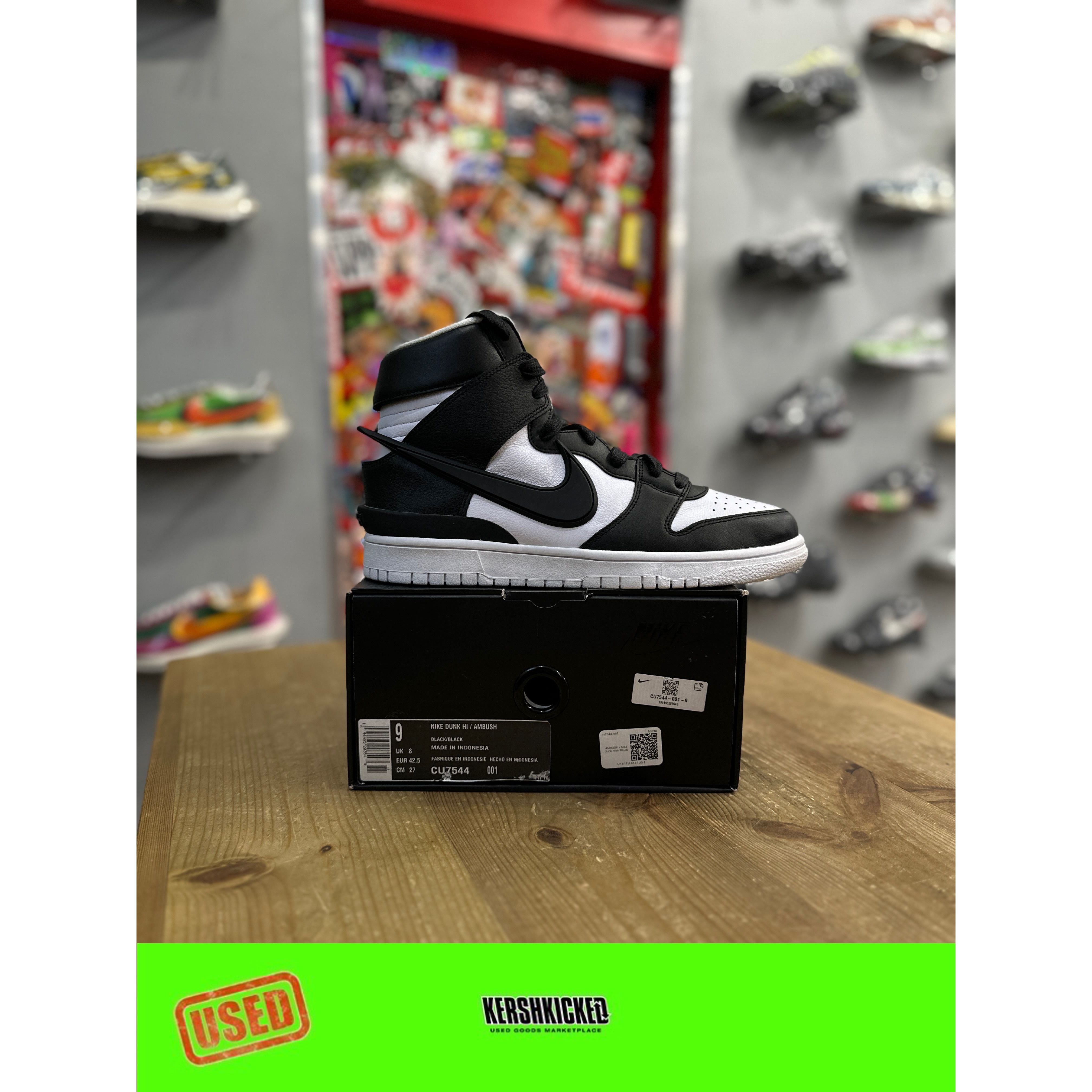 Nike Dunk High AMBUSH Black White UK 8