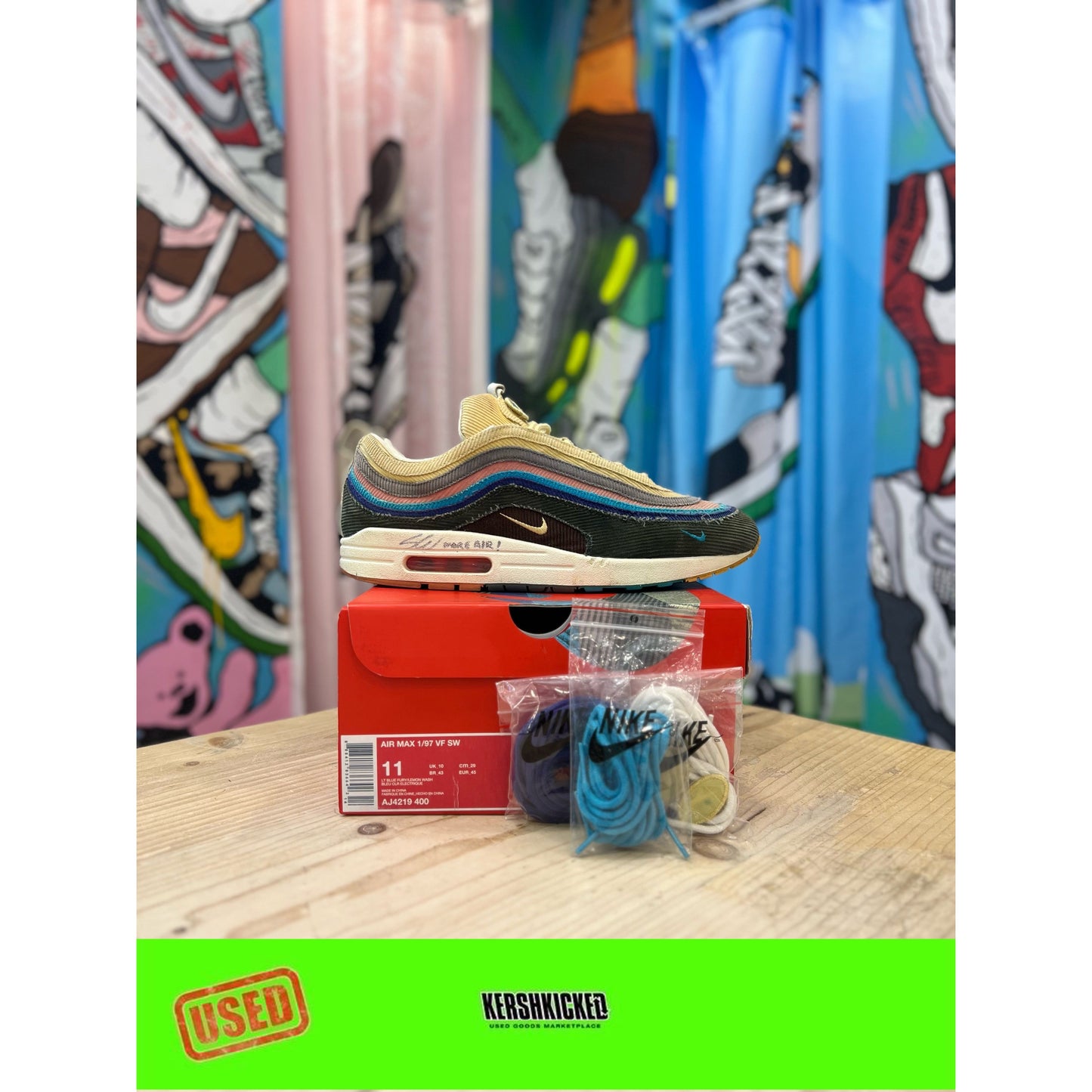 Air Max 97/1 Sean Wotherspoon Signed UK10 by Nike in Uncategorized. Available at KershKicks for £550.00. A must-have for fans of Nike looking to elevate their style with this Kershkicked.