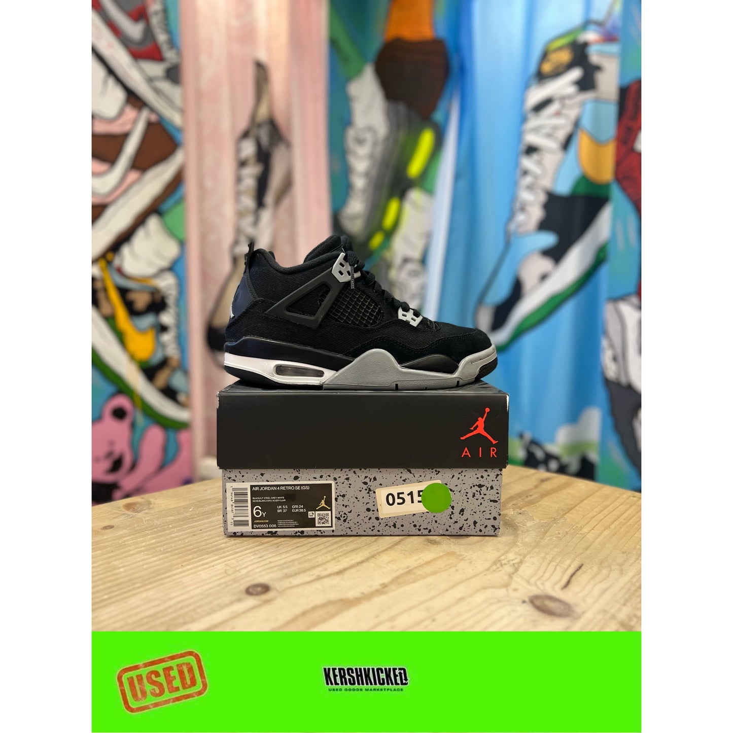 Jordan 4 Black Canvas UK5.5