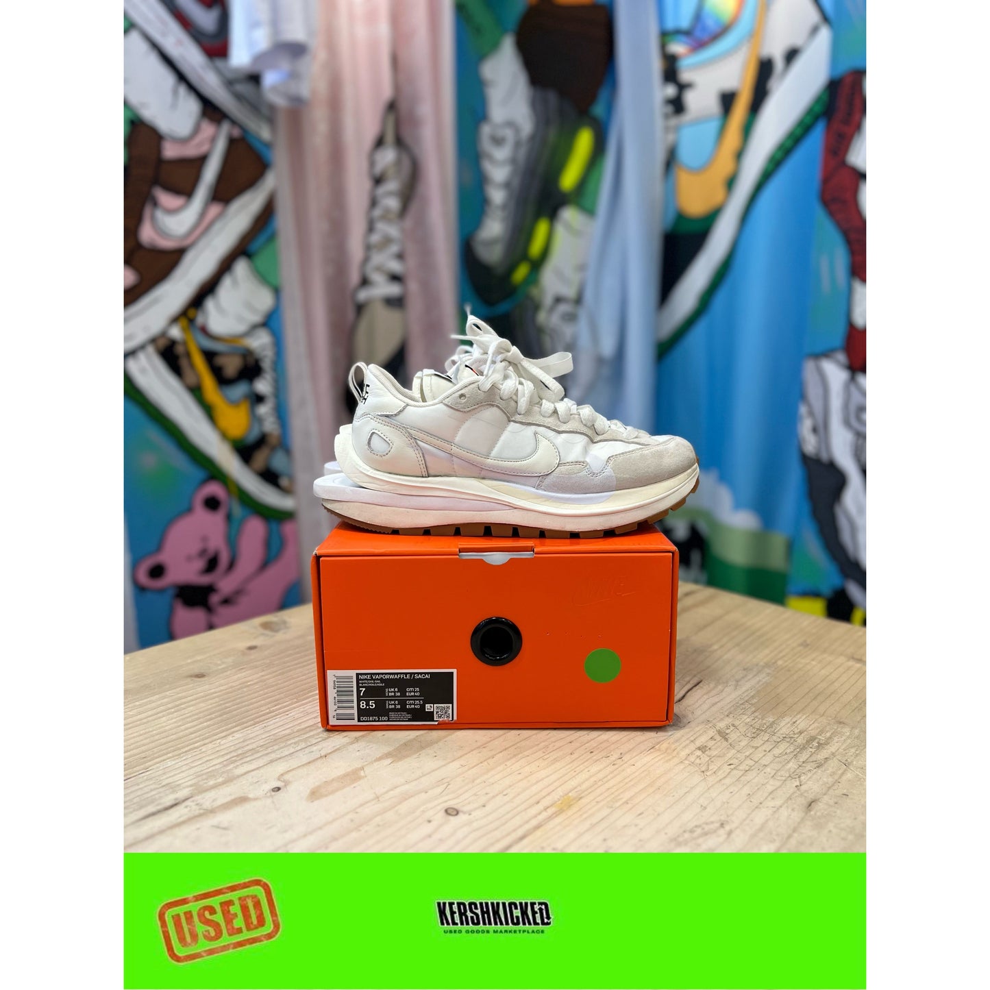 Nike sacai Vaporwaffle Sail Gum UK 6