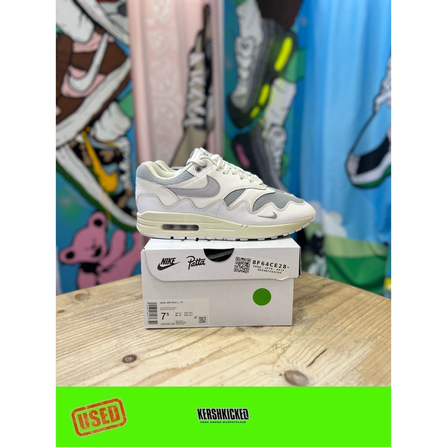 Air Max 1 Patta Platinum White UK6.5