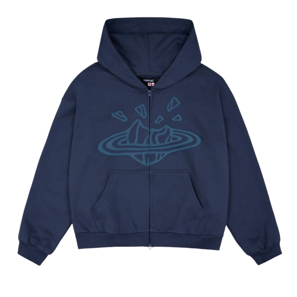 Broken Planet Zip Up Hoodie Deep Navy