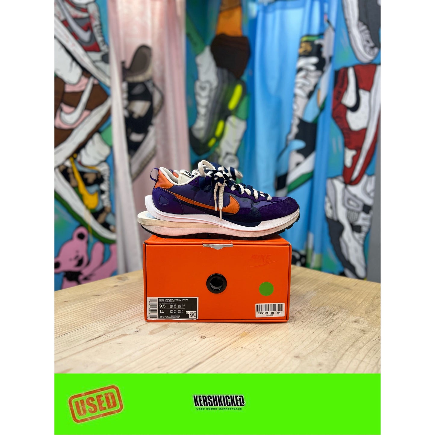 Nike Sacai Vaporwaffle Dark Iris UK8.5