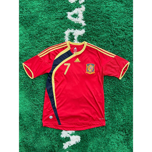 Spain Home Shirt 2009 Villa #7 L 9/10