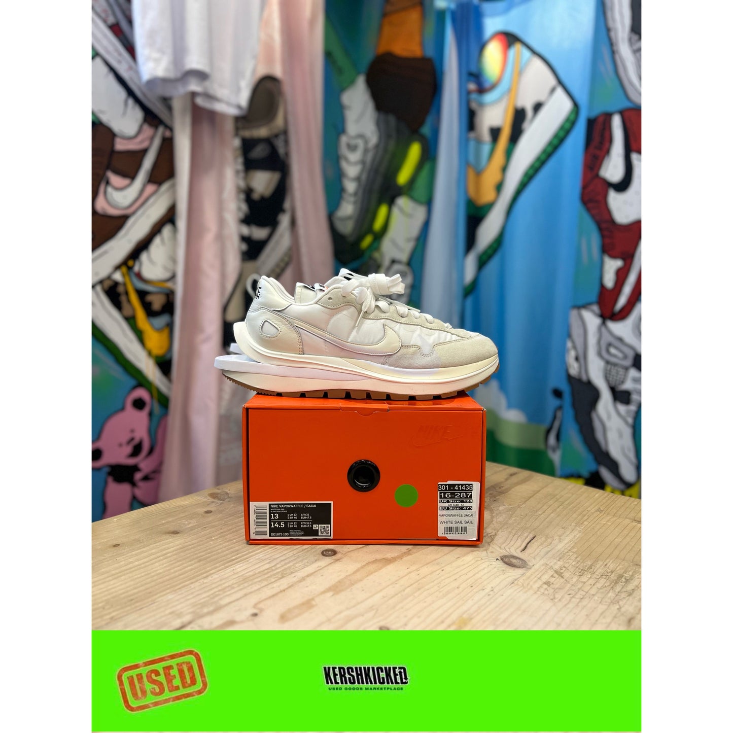 Nike Sacai Vaporwaffle Sail Gum UK 12