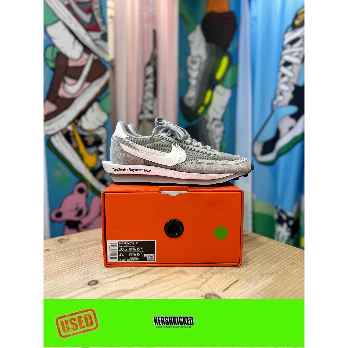 Nike Sacai LD Waffle Fragment Grey UK9.5