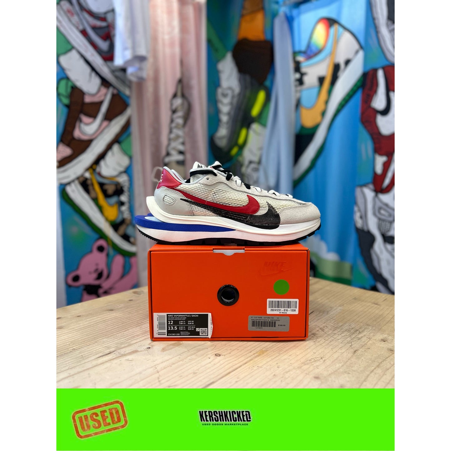 Nike Sacai vaporwaffle Active Fuchsia UK11