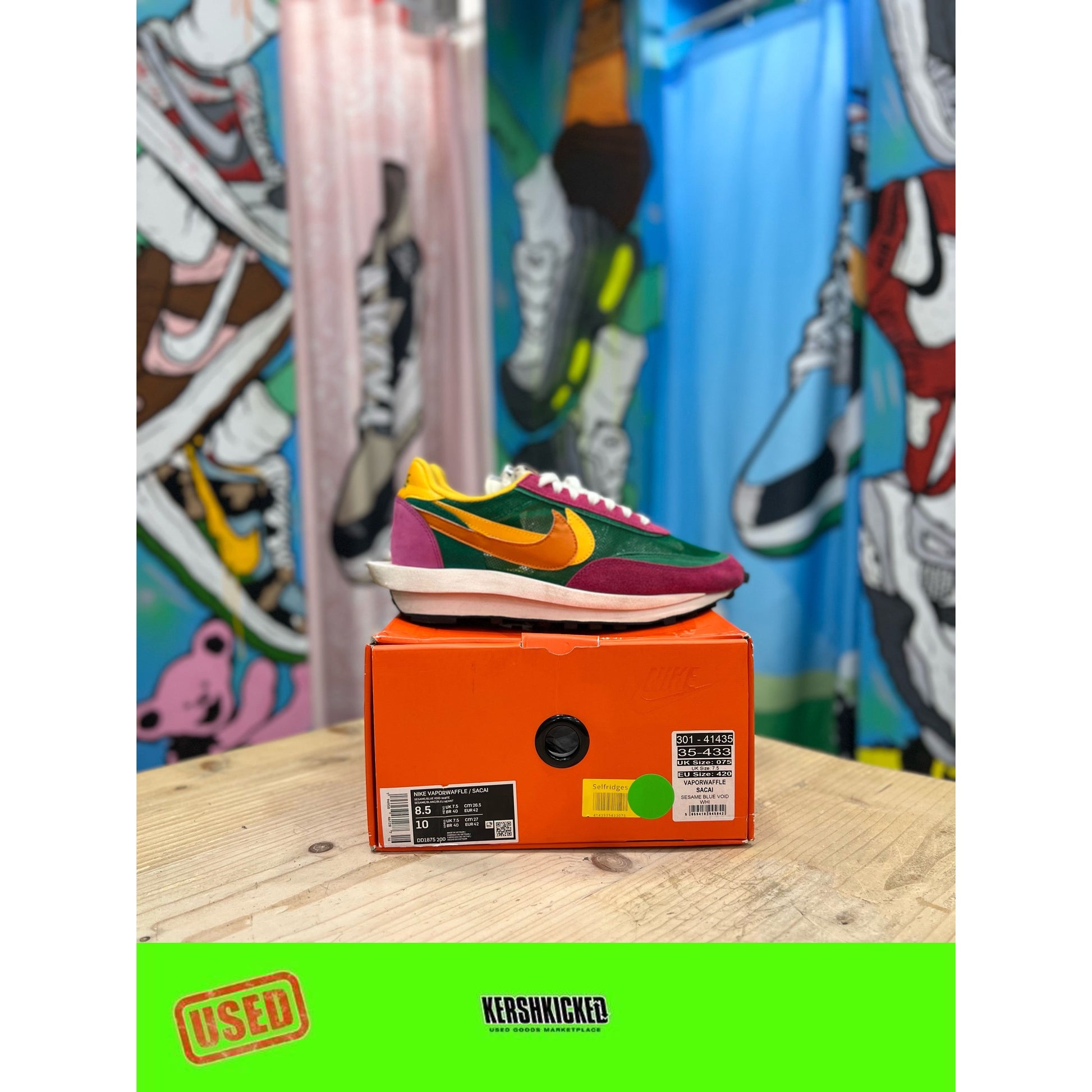 Nike Sacai LD Waffle Pink Green UK 8 by Nike in . Available at KershKicks for £165.00. A must-have for fans of Nike looking to elevate their style with this Kershkicked.