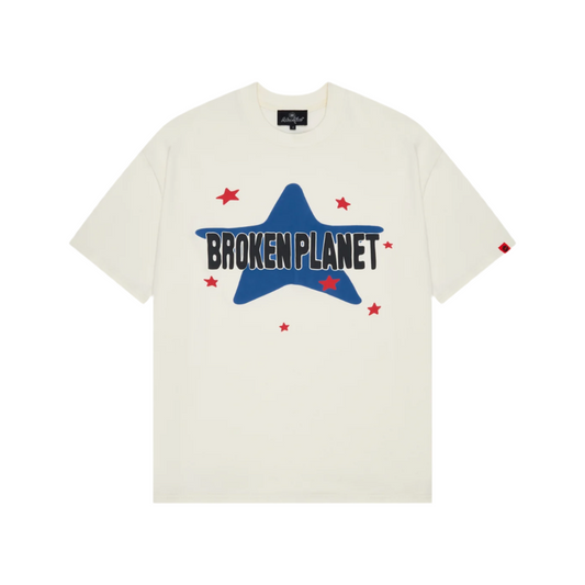 Broken Planet Star T-Shirt Vanilla White