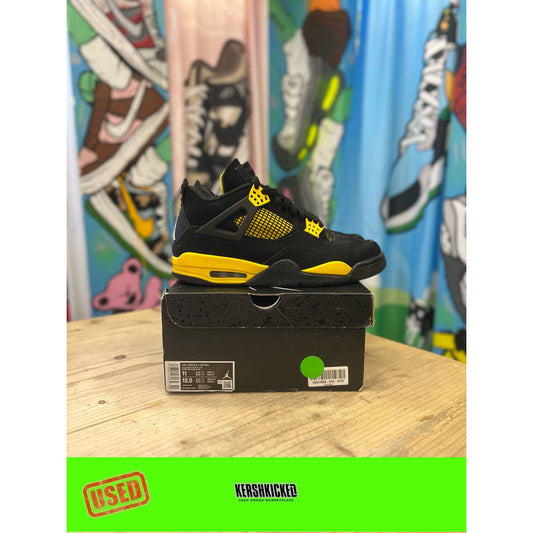 Jordan 4 Yellow Thunder UK 10 by Nike in . Available at KershKicks for £175.00. A must-have for fans of Nike looking to elevate their style with this Kershkicked.