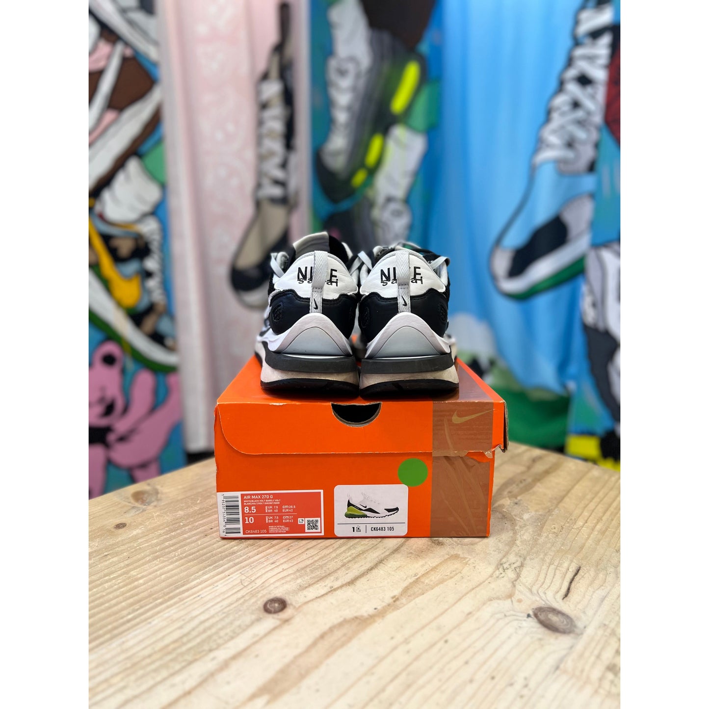 Nike Sacai Vapourwaffle Black White UK7