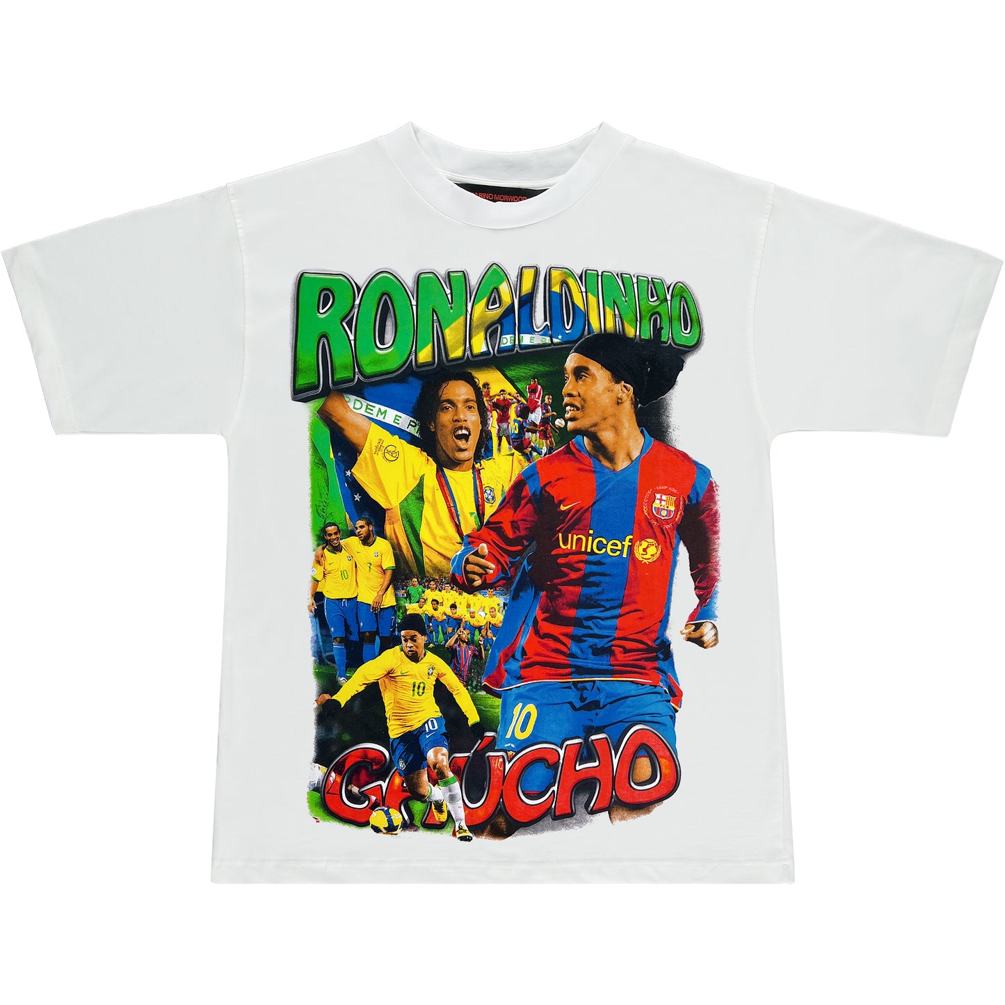 Marino Morwood Ronaldinho Tee White by Marino Morwood in . Available at KershKicks for £60.00. A must-have for fans of Marino Morwood looking to elevate their style with this T-Shirt.