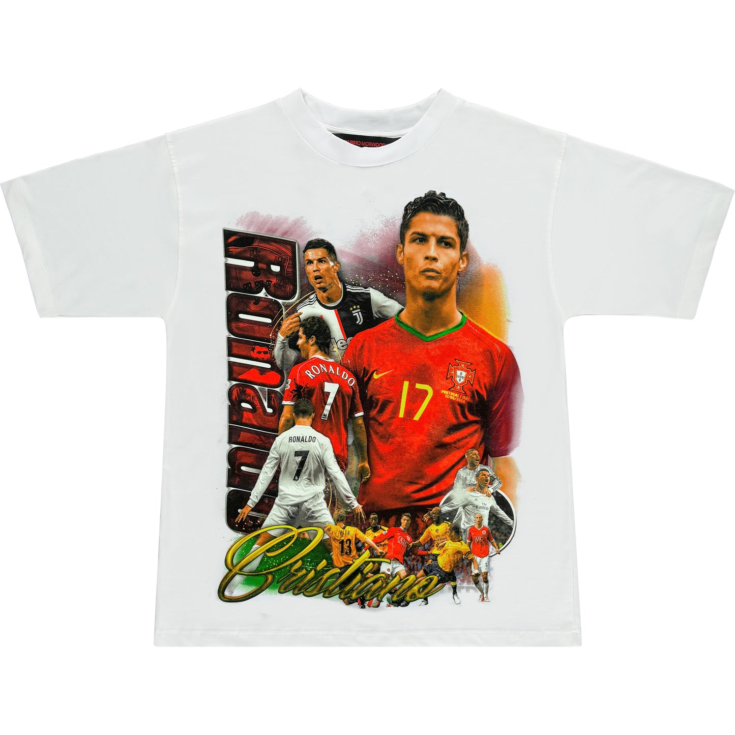 Marino Morwood Ronaldo Tee White by Marino Morwood in . Available at KershKicks for £51.00. A must-have for fans of Marino Morwood looking to elevate their style with this T-Shirt.