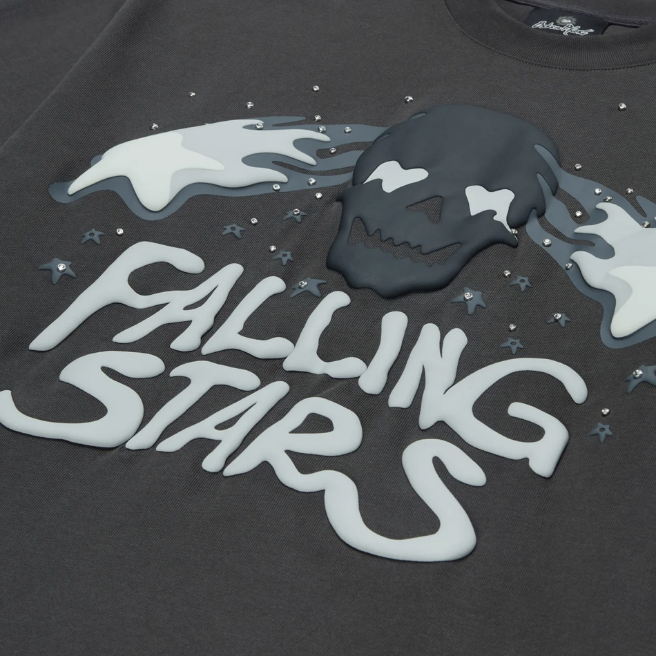 Broken Planet Falling Stars T-Shirt Soot Black