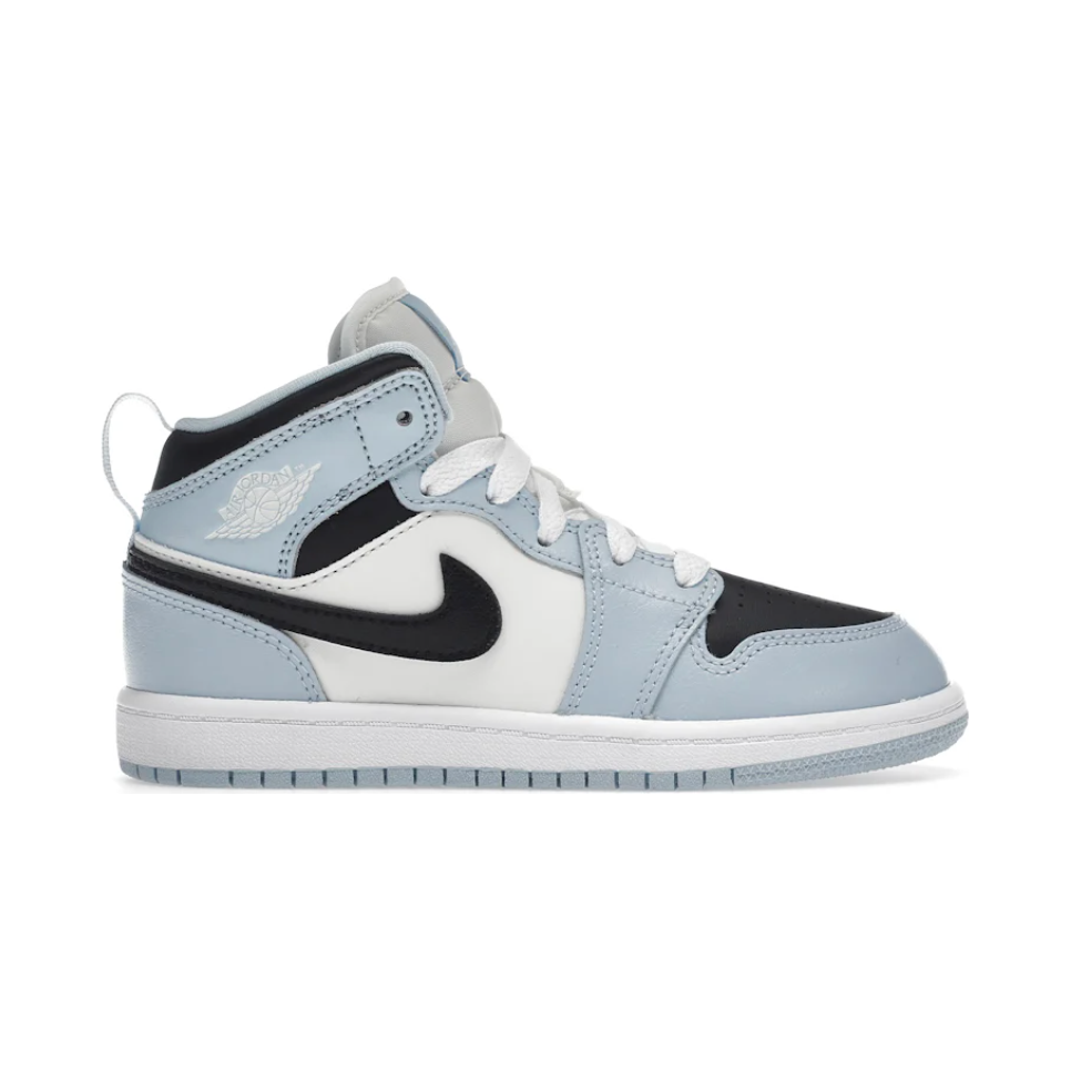 Air Jordan 1 Mid Ice Blue (PS) by Nike in Shoes. Available at KershKicks for £80.00. A must-have for fans of Nike looking to elevate their style with this Kids Trainers.