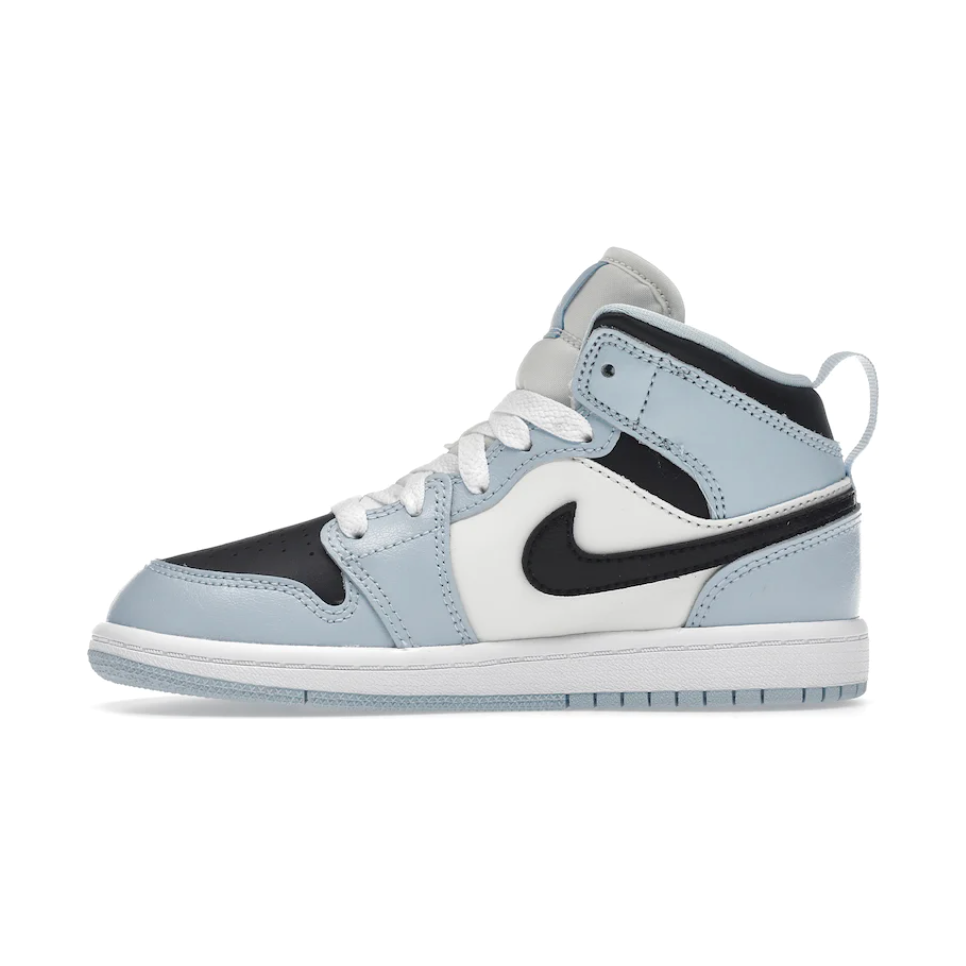 Air Jordan 1 Mid Ice Blue (PS) by Nike in Shoes. Available at KershKicks for £80.00. A must-have for fans of Nike looking to elevate their style with this Kids Trainers.