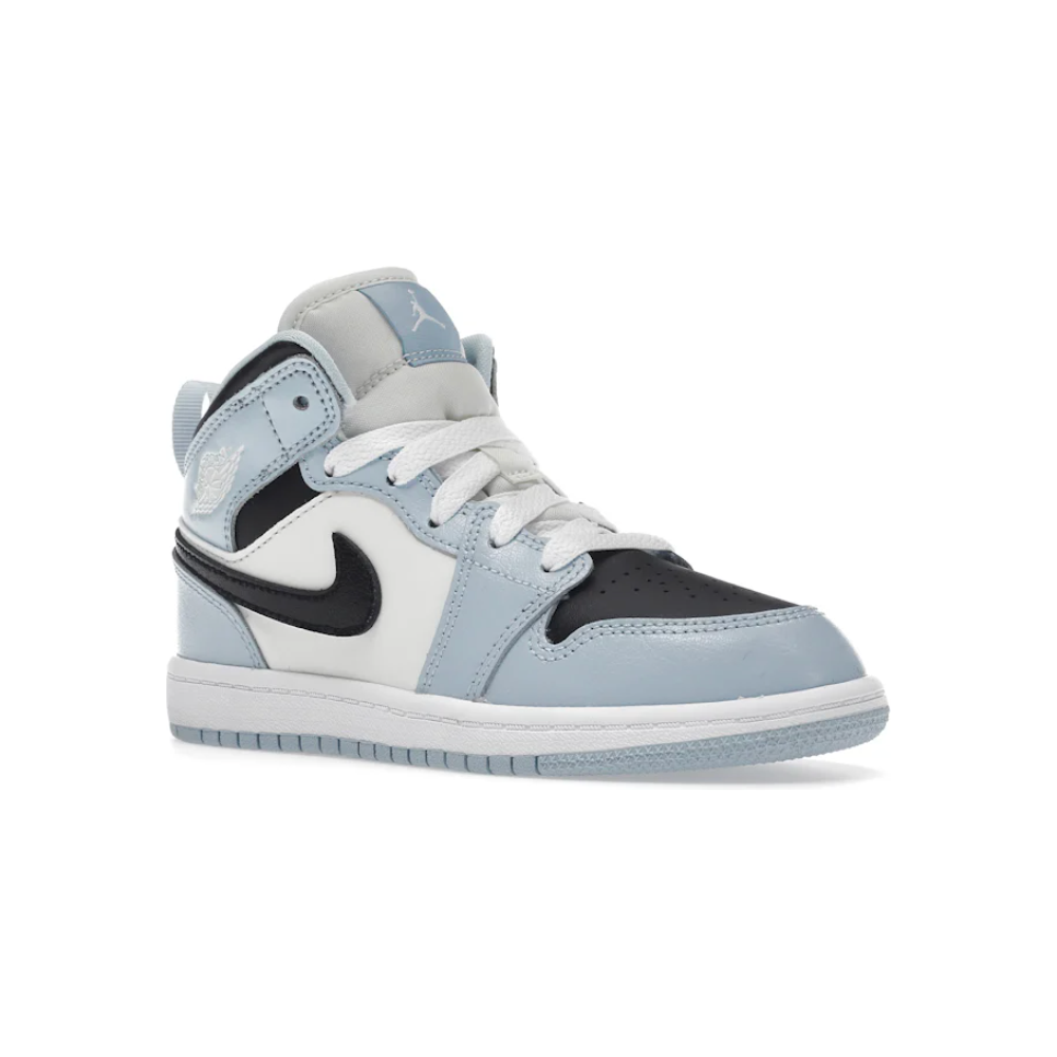 Air Jordan 1 Mid Ice Blue (PS) by Nike in Shoes. Available at KershKicks for £80.00. A must-have for fans of Nike looking to elevate their style with this Kids Trainers.