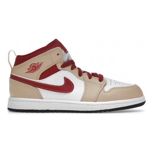 Jordan 1 Mid Light Curry Cardinal (PS)