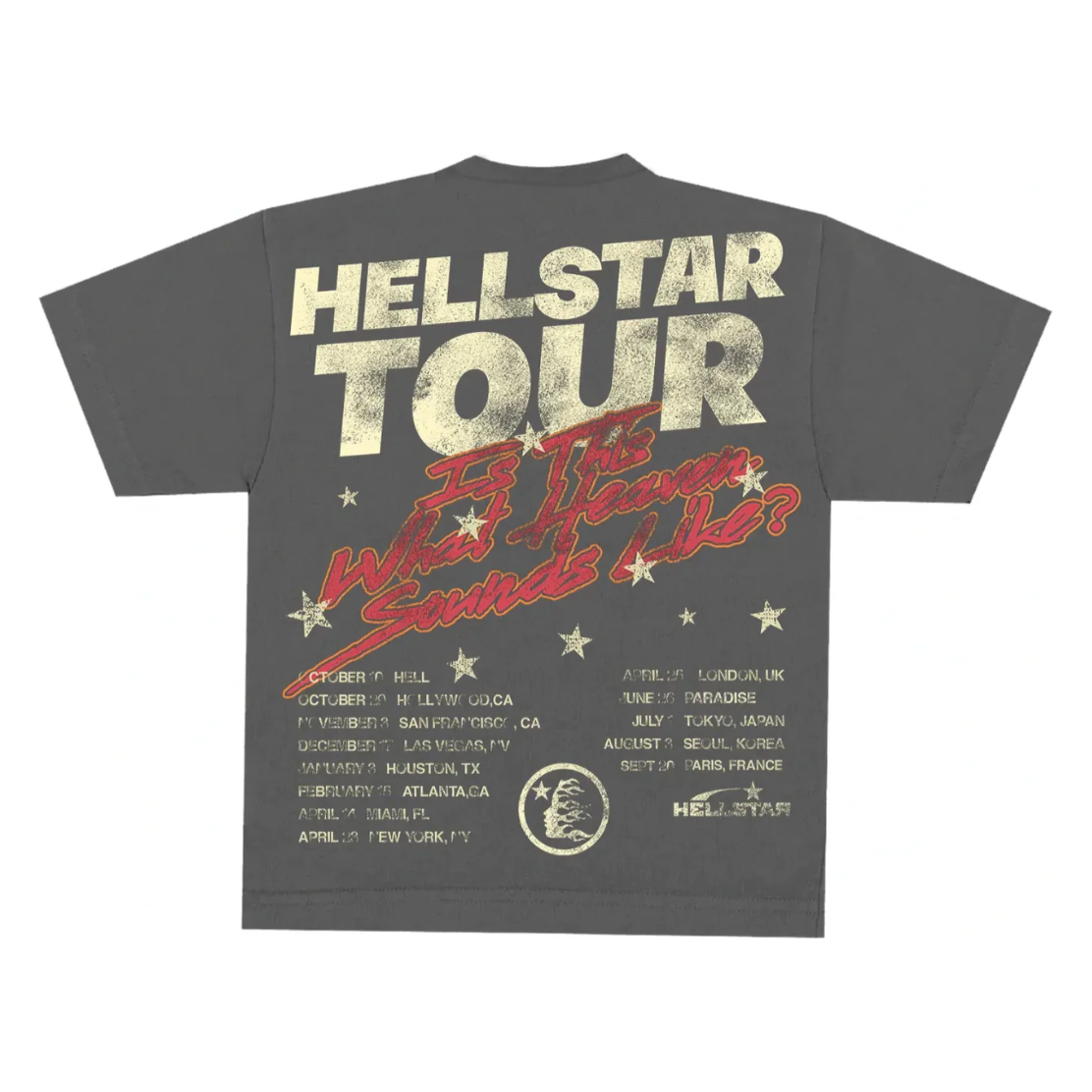 Hellstar Studios Biker Tour T-Shirt by Hellstar in Uncategorized. Available at KershKicks for £200.00. A must-have for fans of Hellstar looking to elevate their style with this T-Shirt.