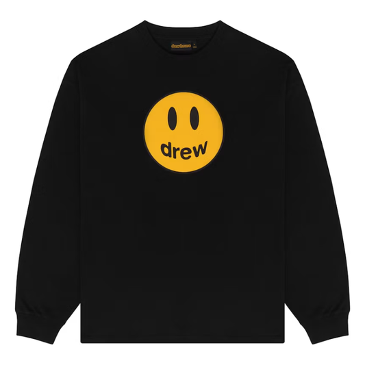 Drew House Mascot LS Tee Black by Drew House in Clothing. Available at KershKicks for £105.00. A must-have for fans of Drew House looking to elevate their style with this T-Shirt.