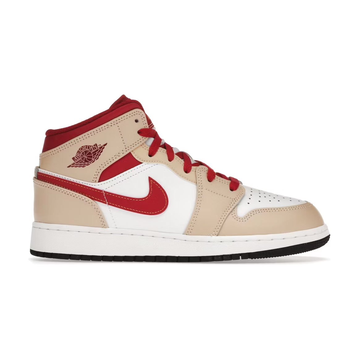 Jordan 1 Mid Light Curry Cardinal (GS) by Jordan's in Shoes. Available at KershKicks for £80.00. A must-have for fans of Jordan's looking to elevate their style with this Shoes.