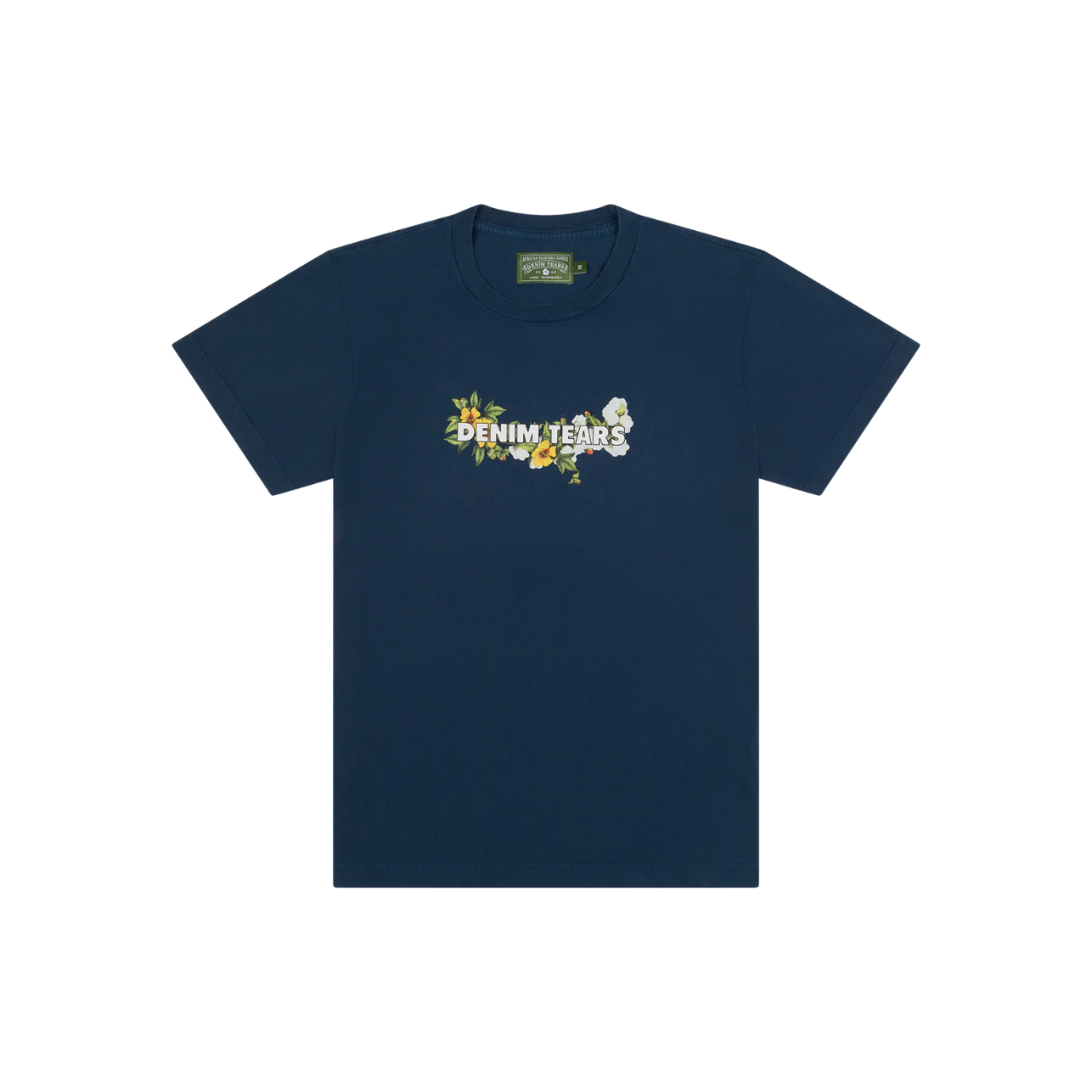 Denim Tears Logo Tee Navy by Denim Tears in . Available at KershKicks for £95.00. A must-have for fans of Denim Tears looking to elevate their style with this T-Shirt.