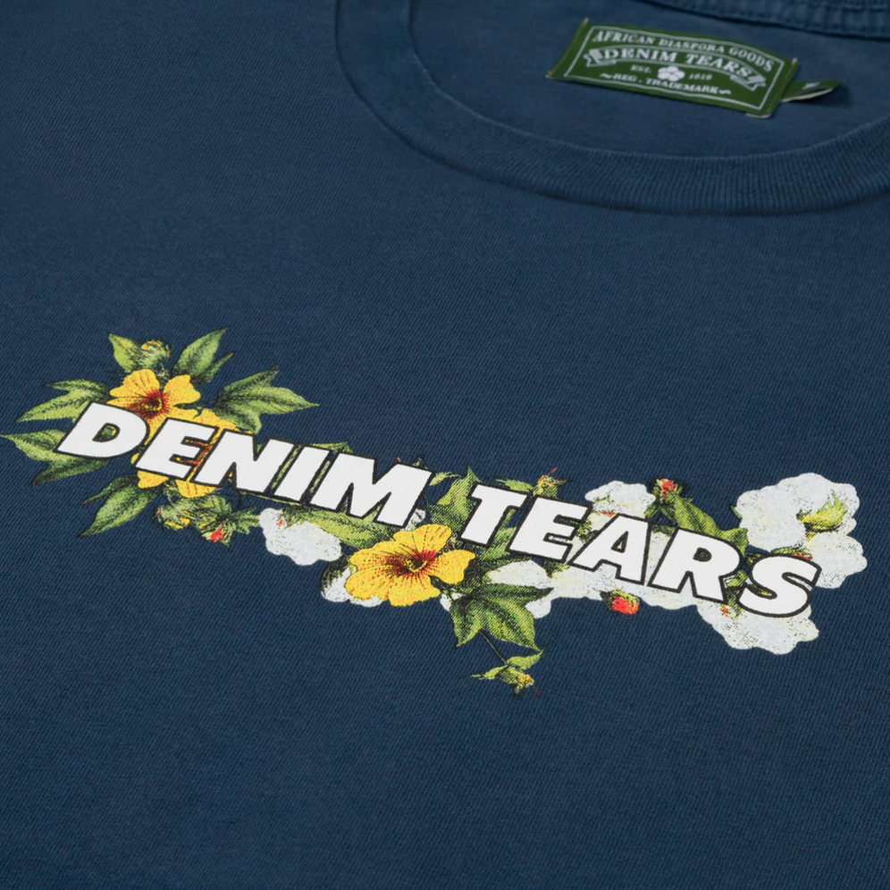 Denim Tears Logo Tee Navy by Denim Tears in . Available at KershKicks for £95.00. A must-have for fans of Denim Tears looking to elevate their style with this T-Shirt.