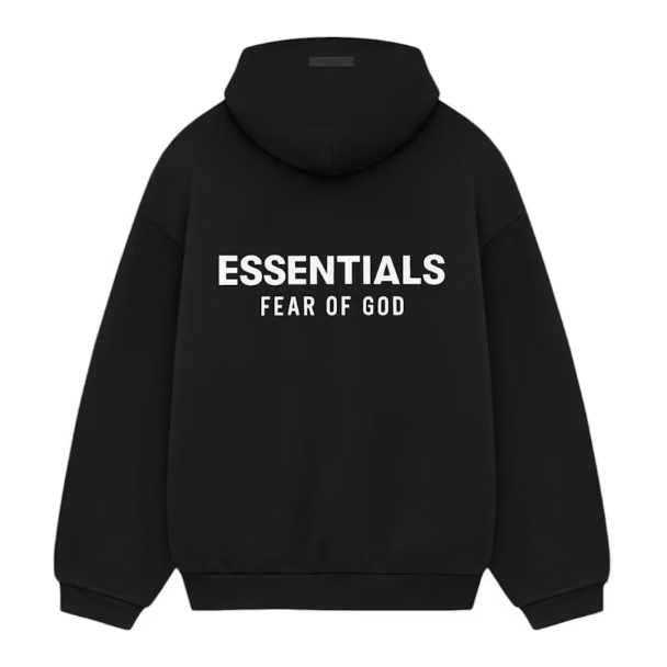 Essential fear of god hoodie black sale