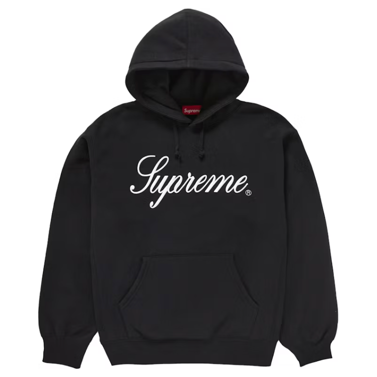 Supreme Embroidered Script Hooded Sweatshirt Black