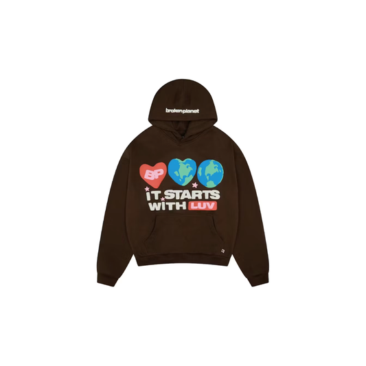 Broken Planet It Starts With Luv Hoodie Mocha Brown