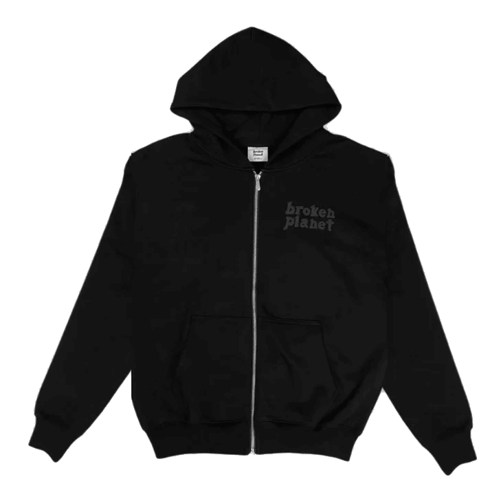 Broken Planet Basics Zip-Up Hoodie Midnight Black by Broken Planet Market in Clothing. Available at KershKicks for £185.00. A must-have for fans of Broken Planet Market looking to elevate their style with this Hoodie.