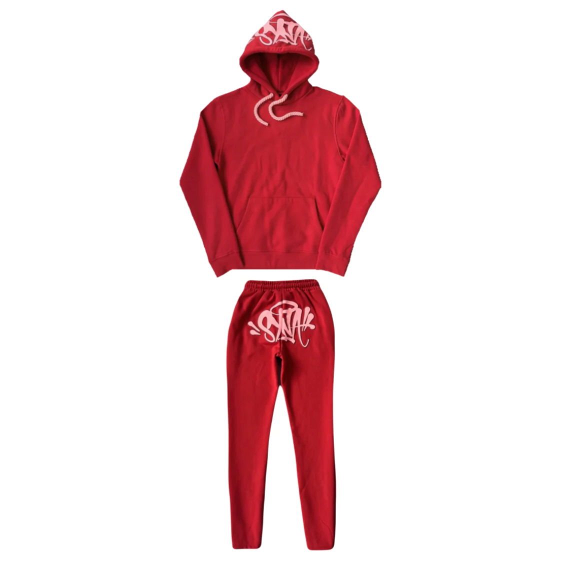 Syna World Logo Tracksuit Red by SYNA in Clothing. Available at KershKicks for £250.00. A must-have for fans of SYNA looking to elevate their style with this Tracksuit.