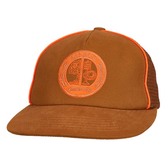 Palace AMG 2.0 Mesh Trucker Cap Caramel by Palace in Hats. Available at KershKicks for £75.00. A must-have for fans of Palace looking to elevate their style with this Hats.