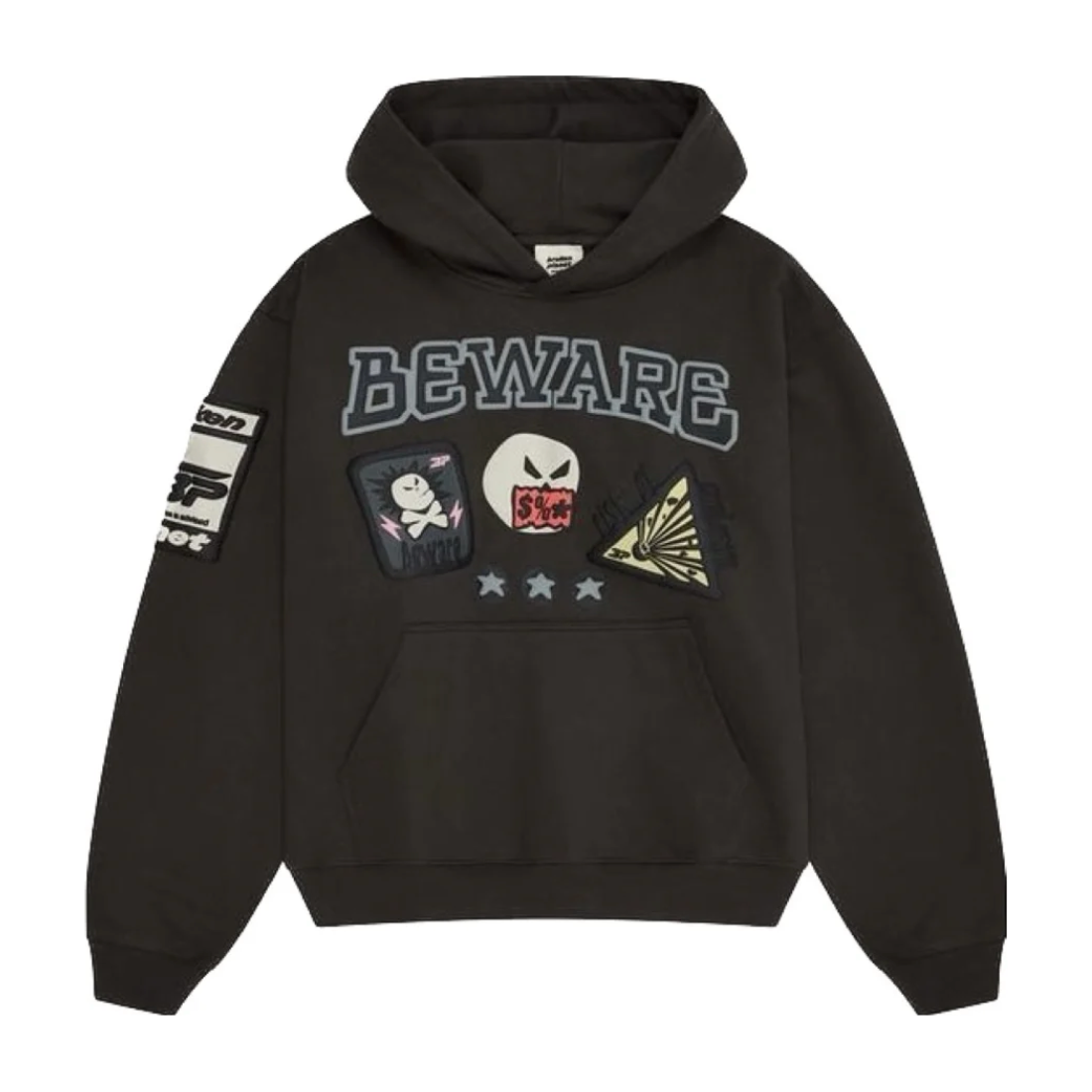 Broken Planet Beware Hoodie Soot Black by Broken Planet Market in Clothing. Available at KershKicks for £175.00. A must-have for fans of Broken Planet Market looking to elevate their style with this Hoodie.