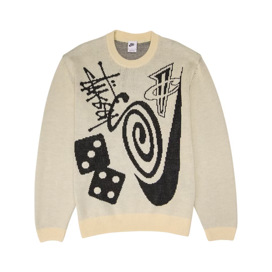 Nike x Stussy Knit Sweater Natural by stussy in Clothing. Available at KershKicks for £185.00. A must-have for fans of stussy looking to elevate their style with this Crewneck.