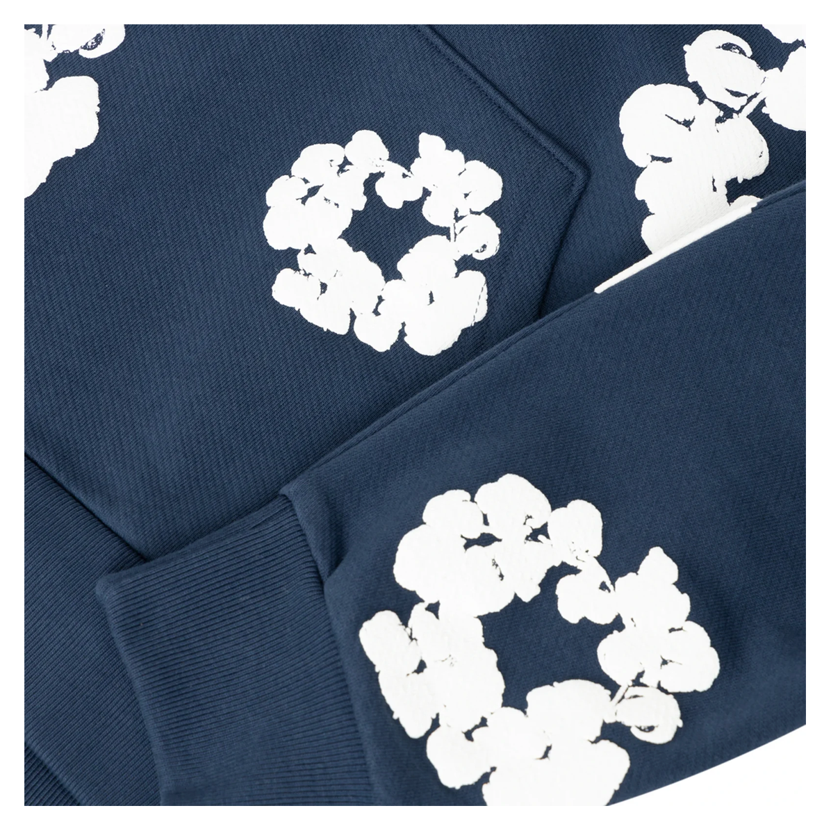 Denim Tears The Cotton Wreath Sweatshirt Navy by Denim Tears in Clothing. Available at KershKicks for £450.00. A must-have for fans of Denim Tears looking to elevate their style with this Hoodie.