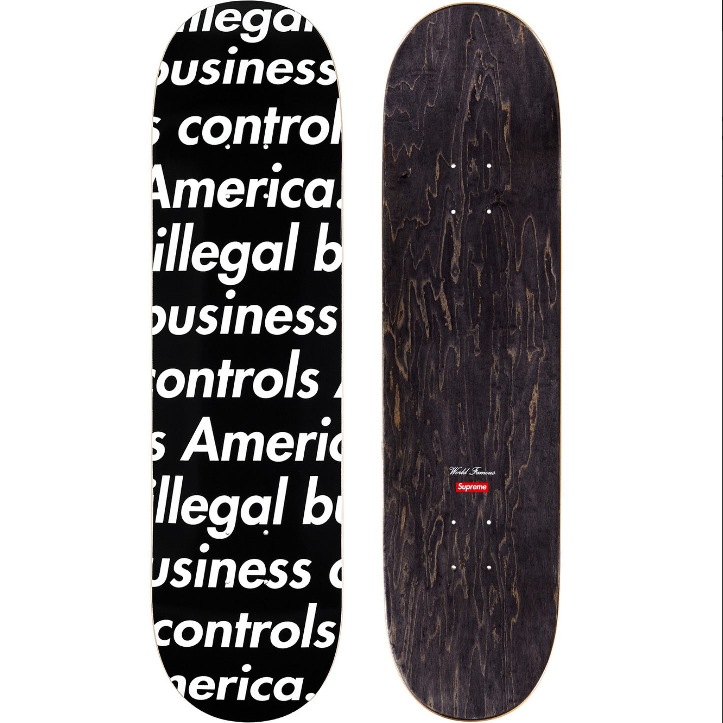 Supreme Illegal Business Skateboard Deck Black by Supreme in . Available at KershKicks for £125.00. A must-have for fans of Supreme looking to elevate their style with this Skateboard.