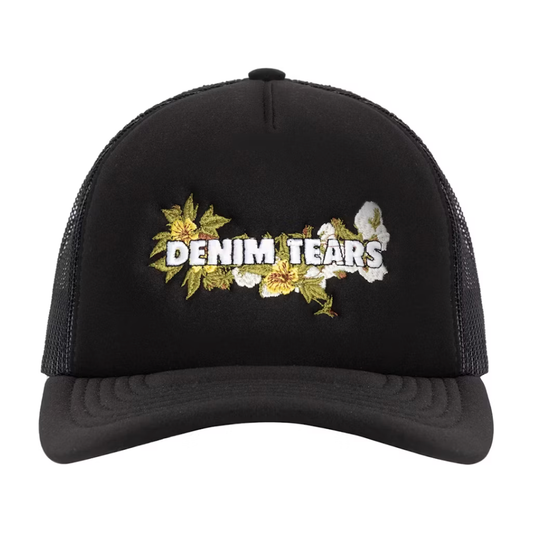 Denim Tears Logo Trucker Hat by Denim Tears in . Available at KershKicks for £85.00. A must-have for fans of Denim Tears looking to elevate their style with this Accessories.