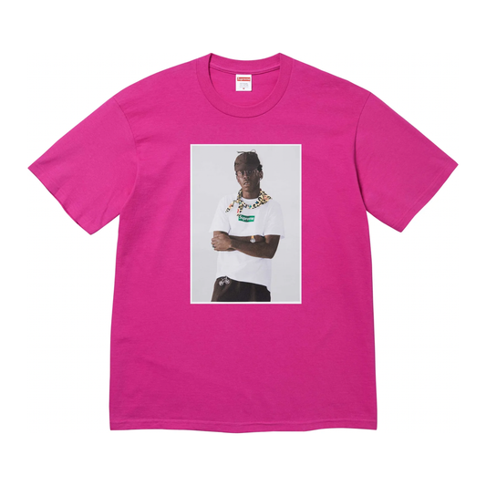 Supreme Tyler The Creator Tee Magenta by Supreme in Uncategorized. Available at KershKicks for £85.50. A must-have for fans of Supreme looking to elevate their style with this T-Shirt.