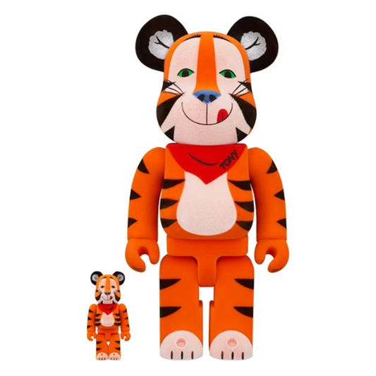 Bearbrick Kellogs Corn Frosties Tony The Tiger Vintage Flocky 100% & 400% Set by Bearbrick in . Available at KershKicks for £145.00. A must-have for fans of Bearbrick looking to elevate their style with this Accessories.