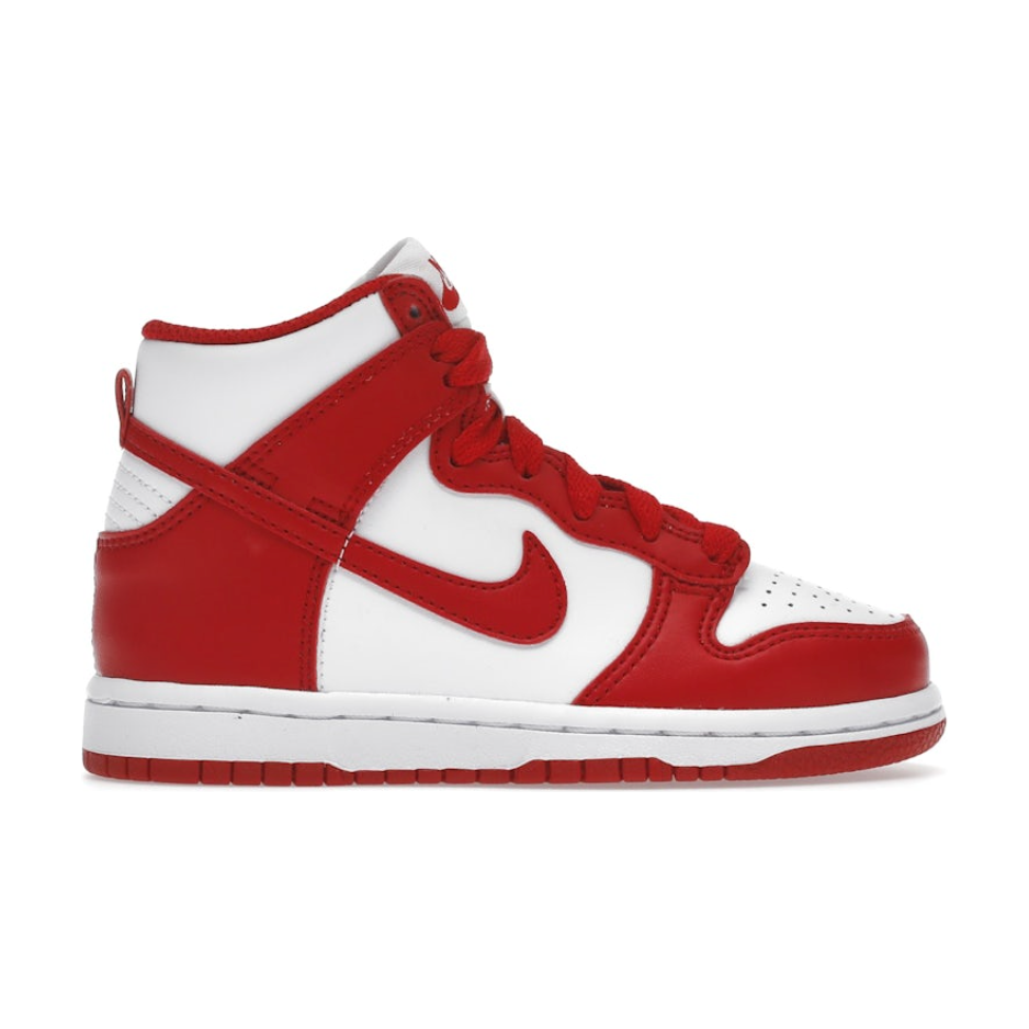 Nike Dunk High Championship White Red (PS) by Nike in Uncategorized. Available at KershKicks for £55.00. A must-have for fans of Nike looking to elevate their style with this Kids Trainers.