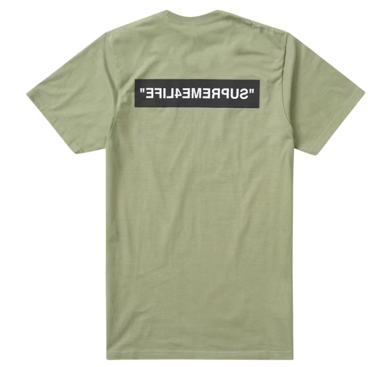 Supreme 4 Life Tee Olive by Supreme in . Available at KershKicks for £95.00. A must-have for fans of Supreme looking to elevate their style with this T-Shirt.