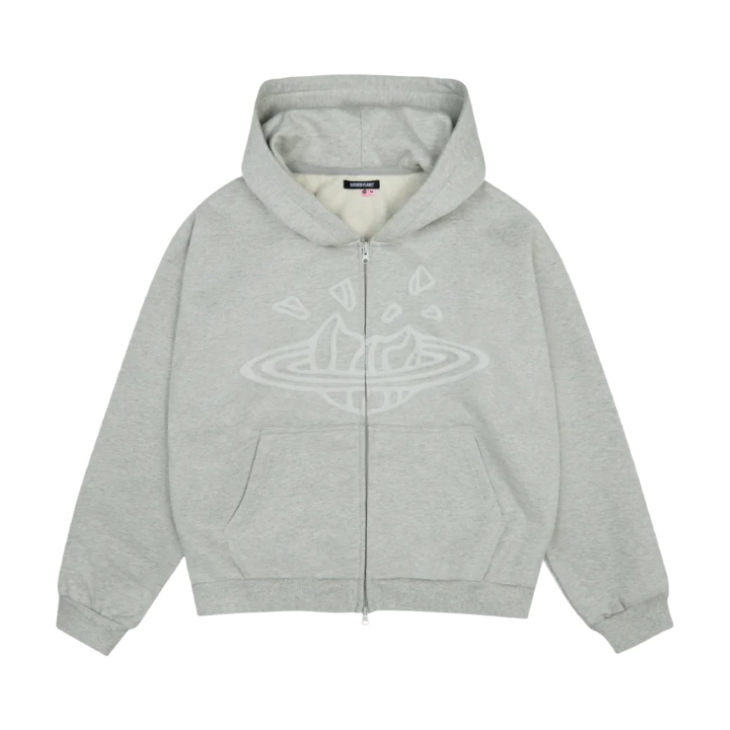 Broken Planet Market Zip Up Hoodie Ash Heather Grey