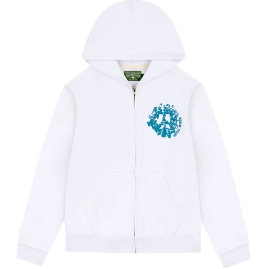 Denim Tears University Zip Hoodie White by Denim Tears in . Available at KershKicks for £185.00. A must-have for fans of Denim Tears looking to elevate their style with this Hoodie.