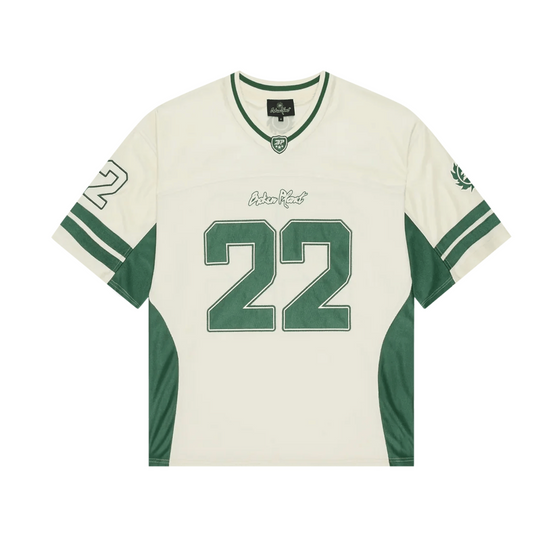 Broken Planet Market Football Jersey Green/ Cream by Broken Planet Market in Clothing. Available at KershKicks for £145.00. A must-have for fans of Broken Planet Market looking to elevate their style with this T-Shirt.